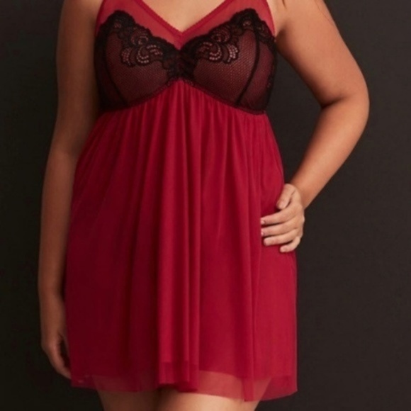 Torrid Sheer Hot Pink Babydoll Chemise